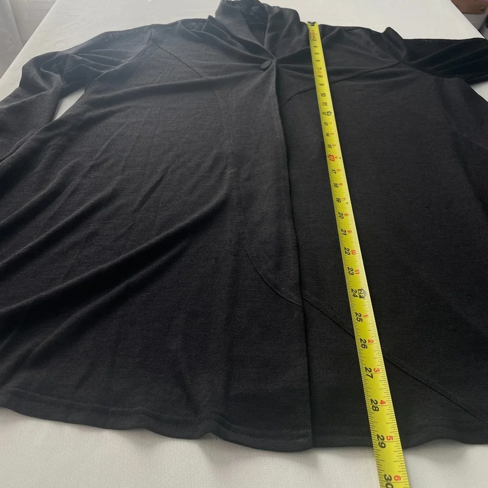 Tokuko 1er Vol Black Sheer Panel Long Sleeve Open Front Jacket Size 9 (US M)‎